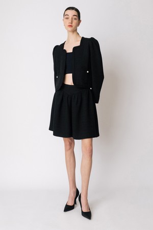 CO FLARED TWEED MINI SKIRT_BLACK