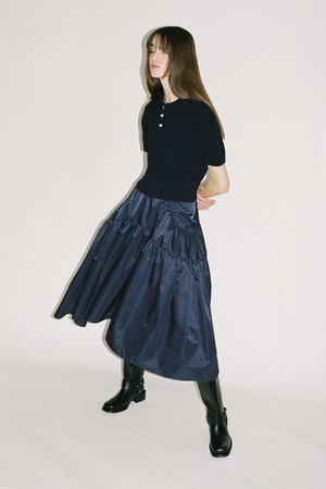 CO SHIRRING VOLUME SKIRT_NAVY