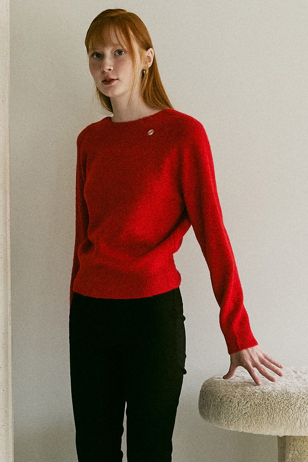 AMONG - 스웨터 - A 2 WAY DEEP V NECK KNIT_RED