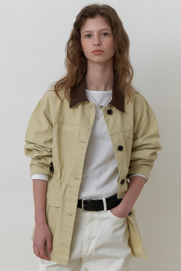 AMONG - 자켓 - A COLLAR POINT WORK JACKET_BEIGE