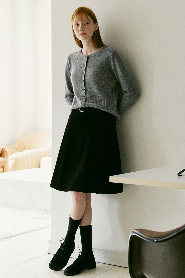 AMONG - 가디건 - A WOOL MUFFLER CARDIGAN SET_GREY