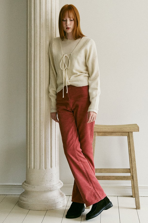 AMONG - 스웨터 - A 2 WAY DEEP V NECK KNIT_IVORY