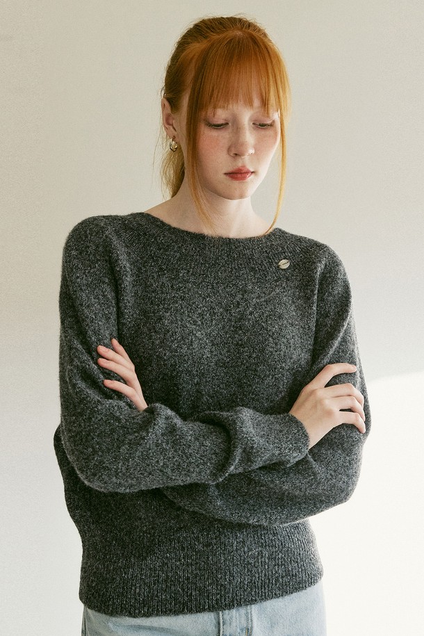 AMONG - 스웨터 - A 2 WAY DEEP V NECK KNIT_GREY