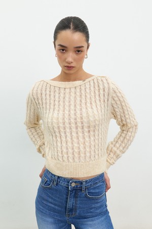 CO MOHAIR BOAT NECK PULLOVER_BEIGE