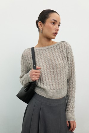 CO MOHAIR BOAT NECK PULLOVER_GREY