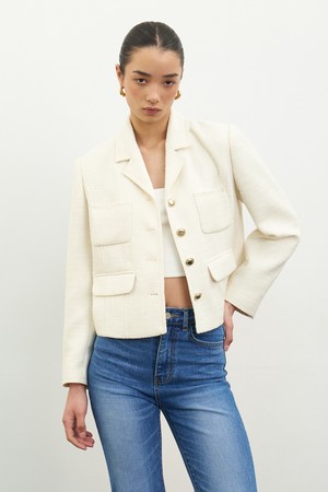 CO 4-BUTTON TWEED JACKET_IVORY