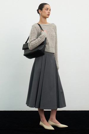 CO MID PLEATED SKIRT_DARK GREY