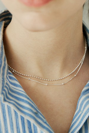 [silver925]boll layered necklace