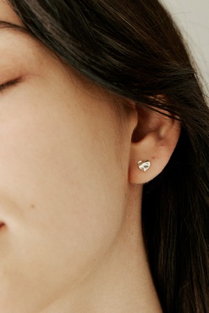 [silver925]flat heart earring