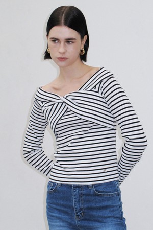 CO OFF SHOULDER STRIPE JERSEY TOP_IVORY