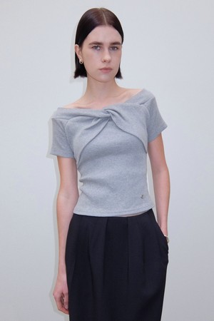 CO OFF SHOULDER HALF JERSEY TOP_GREY