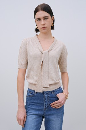 CO PUFF SLEEVE TIE KNIT_BEIGE