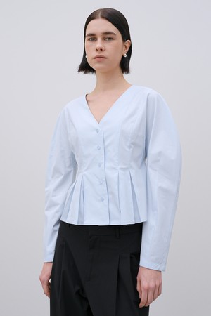 CO PUFF SLEEVE PLEATED BLOUSE_SKY BLUE