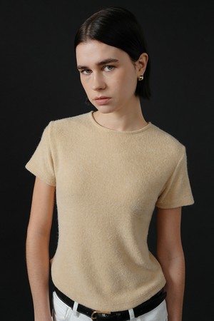 CO TERRY BABY KNIT HALF SLEEVE TEE_BEIGE