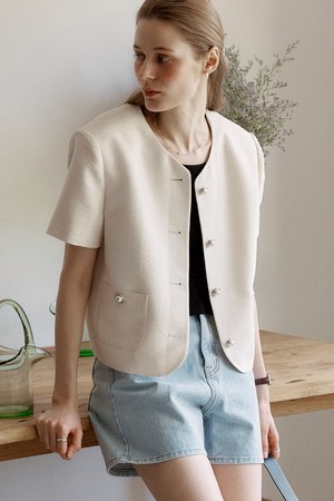 A SUMMER TWEED JACKET_CREAM