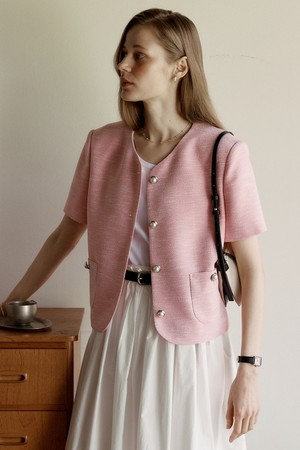 A SUMMER TWEED JACKET_PINK