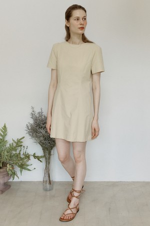 A PUFF SLEEVE NYLON MINI DRESS_BUTTER