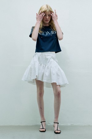 CO SHIRRING VOLUME JACQUARD MINI SKIRT_WHITE