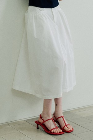 CO POCKET SHIRRING COTTON SKIRT_WHITE