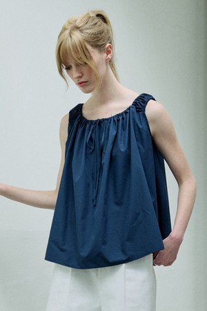 CO SHIRRING SLEEVELESS BLOUSE_NAVY