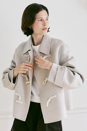 A HANDMADE HERRINGBONE DUFFLE COAT OATMEAL