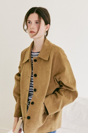 A FAUX SUEDE JACKET CAMEL