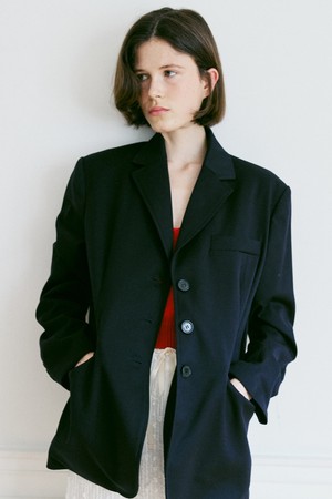 A WOOL SINGLE JACKET NAVY