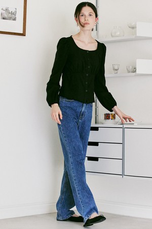 A STRAIGHT DENIM PANTS BLUE