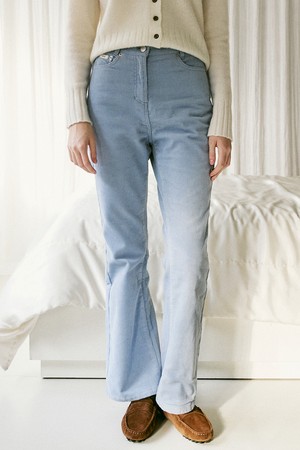 A CORDUROY SEMI BOOTS CUT PANTS_POWDER BLUE