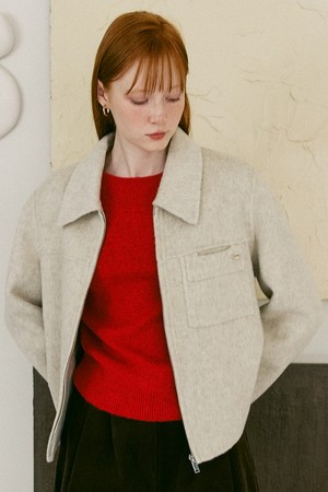 A POCKET WOOL HANDMADE JACKET_BEIGE