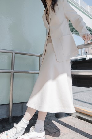 BOUCLE FLARE SKIRT_OATMEAL