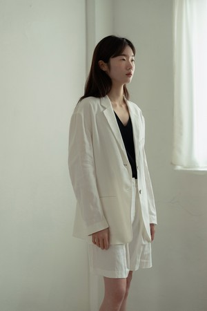 LINEN BLEND SINGLE JACKET_OFF WHITE