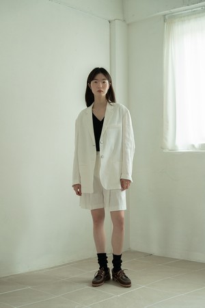 LINEN BLEND EMBROIDERY SHORTS_OFF WHITE