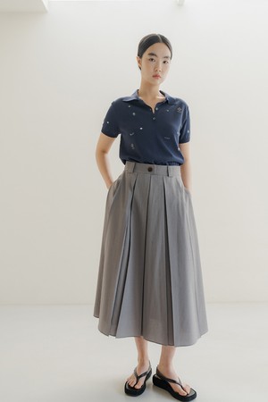 TEXTURED PLEATS SKIRT_SEPIA