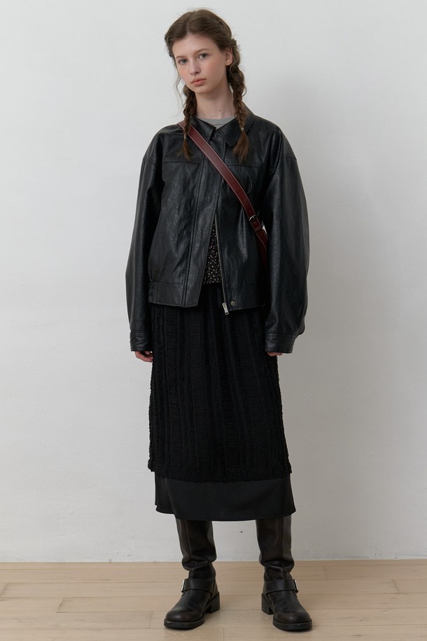 AMONG - 롱스커트 - A LACE MESH LAYERD LONG SKIRT_BLACK