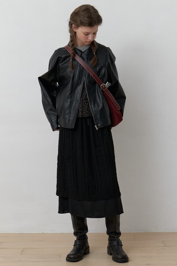 AMONG - 롱스커트 - A LACE MESH LAYERD LONG SKIRT_BLACK