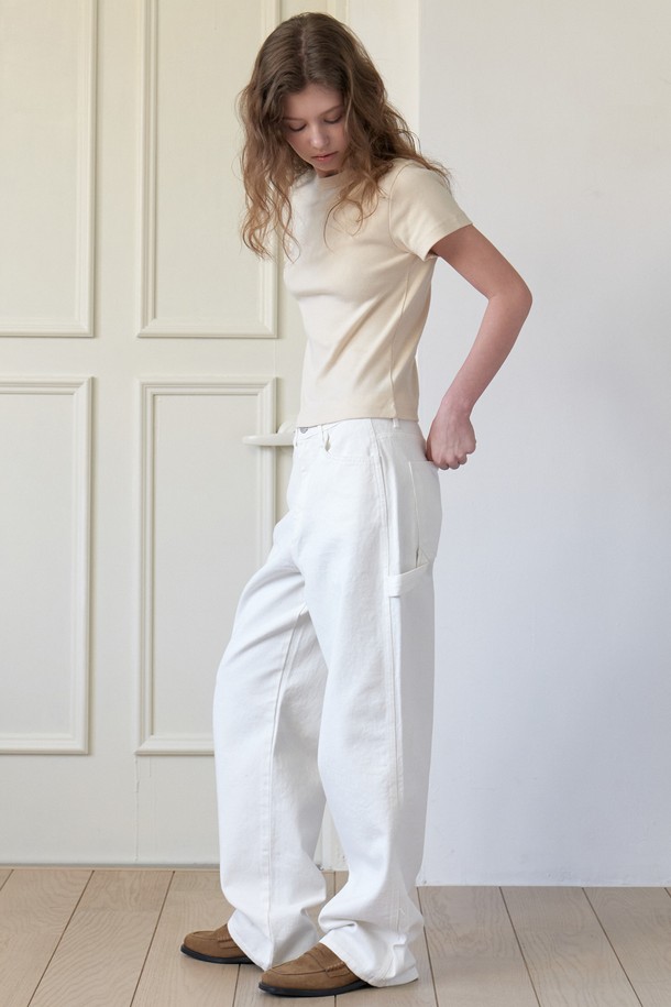 AMONG - 롱/미디팬츠 - A WIDE CARPENTER PANTS_CREAM