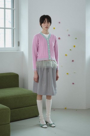 VOLUME MIDI SKIRT_LIGHT GREY