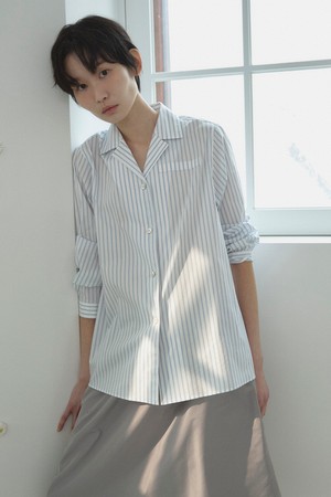 COTTON BLEND STRIPE SHIRT_OFF WHITE