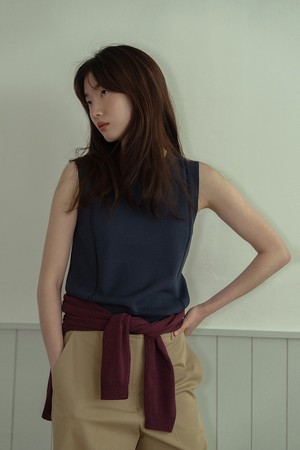 ITALIAN VISCOSE SLEEVELESS TOP_DARK NAVY