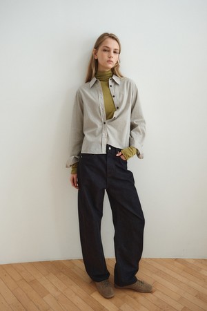 CURVED DENIM PANTS_DARK NAVY