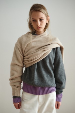 CASHMERE BLEND ROUND TOP_PALE BEIGE