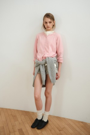 CASHMERE BLEND ROUND CARDIGAN_LIGHT PINK