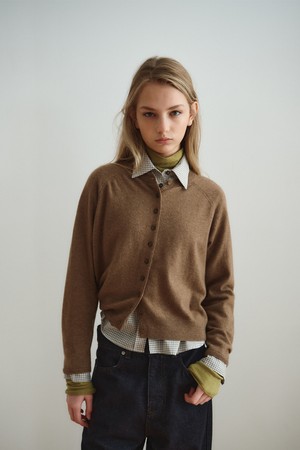 CASHMERE BLEND ROUND CARDIGAN_COCOA