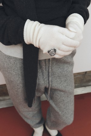 CASHMERE BLEND ROSE GLOVES_IVORY