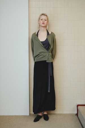 WOOL LONG KNIT SKIRT_BLACK