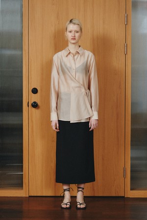 SHEER WRAP SHIRT_PEACH