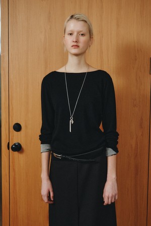 BOAT NECK PULLOVER_BLACK