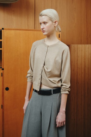 WOOL ROUND CARDIGAN_BEIGE