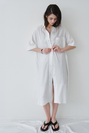 LINEN LONG SHIRT DRESS_OFF WHITE